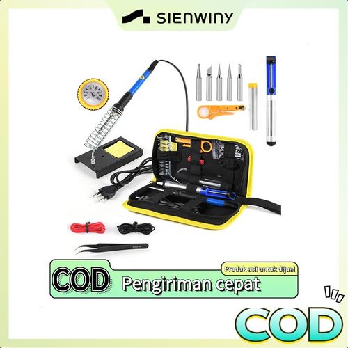 [EZM.1370046] 【Penawaran khusus】15pcs Set Solder Listrik Berkualitas 60W 110V 200-450 °C with 5 Tips Adjustable Fast Heating Temperature Murah Paket Penyedot Penghisap Timah Set Kit