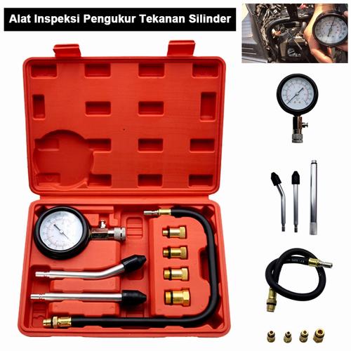 [EZM.1370132] 【produk promosi】Pengukur Tekanan Silinder Otomotif dengan Set Aksesoris Lengkap dan Kotak Penyimpanan untuk Diagnostik Mesin Mobil Car Kendaraan