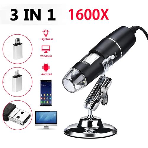[EZM.1370159] 【Kota Tangerang】1600X Mikroskop Digital 3in1 Tipe-C USB Portabel Mikroskop Elektronik Profesi Kesehatan Kecantikan Untuk Solder LED Magnifier kaca  pembesar kaca  pembesar