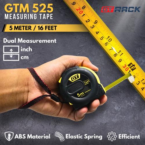 [EZO.8800020] GT RACK TAPE MEASURE 5 METER - METERAN KARET GTM525 ABS PEGAS ELASTIS - 5 M x 25 MM