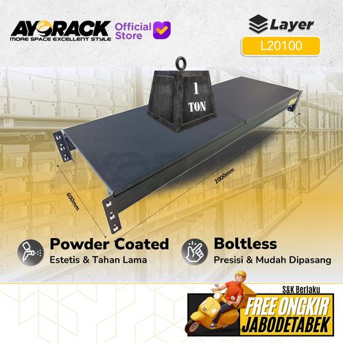[EZO.8800021] LAYER RACK GUDANG AYORACK 1 TON 2 METER L20100 - AMBALAN BESI RACK AH10