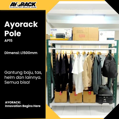 [EZO.8800043] ACC AYORACK POLE AP15 - BEAM BULAT GANTUNGAN RAK GUDANG TIANG RACK HORIZONTAL 1.5 METER MULTIFUNGSI 100KG AKSESORIS RACK