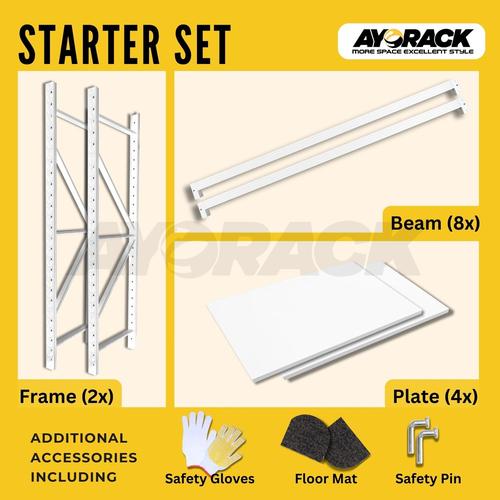 [EZO.8800070] RAK GUDANG BESI AYORACK AL2-1220S 200KG - 2 METER 4 SUSUN PANJANG 1.2M - STARTER