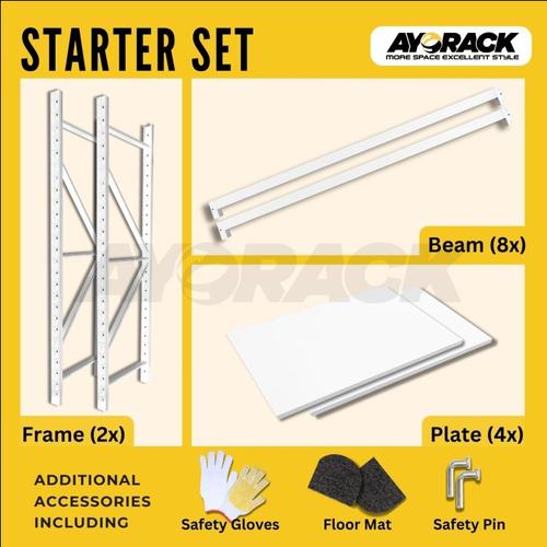 [EZO.8800071] RAK GUDANG BESI AYORACK AL2-1020S 200KG - 2 METER 4 SUSUN PANJANG 1 M - STARTER
