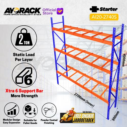 [EZO.8800082] AYORACK PALLET RACKING 2 TON AI20-2740S RAK GUDANG HEAVY DUTY 4 METER - PALET WAREHOUSE RACK - W9