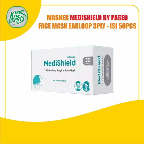 [EZM.1120408] Masker MediShield by PASEO - 3Ply Earloop Surgical Face Mask BOX 50pcs