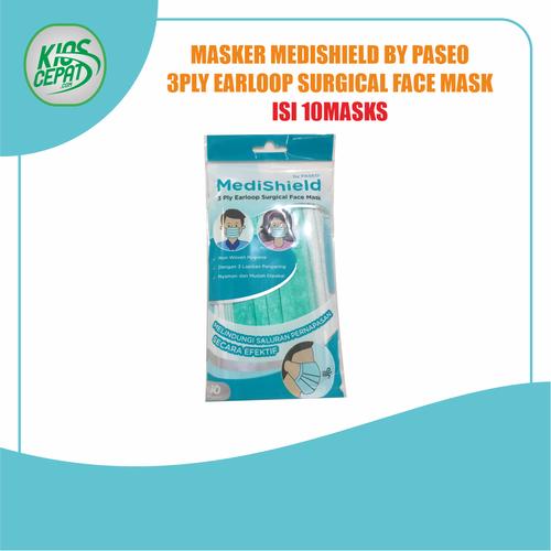 [EZM.1120450] Masker MediShield by PASEO - 3Ply Earloop Surgical Face Mask isi 10pcs