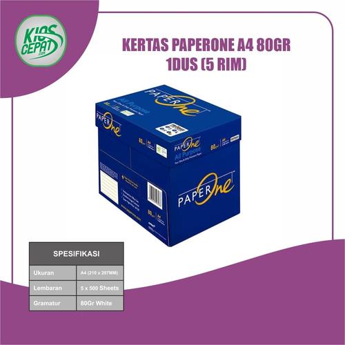 [EZM.1120474] [KHUSUS GOJEK/GRAB] Kertas PaperOne A4 80gr 1DUS = 5 RIM