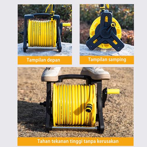[EZR.3300010] Selang Gulung Garden air Hose Reel selang air Portable tempat gulungan selang air anti kusut Garden Selang Dengan Selang Air Selang Air Tahan Lumut 15M penyiram taman - Kuning  15M