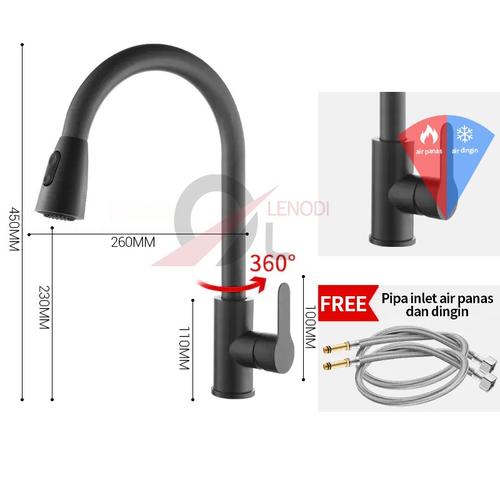 [EZR.3300021] Kran Sink Mixer Tarik Stainless SUS 304 Hitam/Kran Cuci Piring / Kran Pantry Mixer Tarik - Hitam