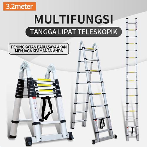 [EZR.3300035] Multifungsi Dengan Teknik Tangga Lipat / Tangga Teleskopik Portabel Rumah Tangga 3.2Meter - melipat - 3.2M