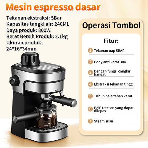 [EZR.3300045] Mesin Kopi Espresso / Espresso Machine - Operasi tombol