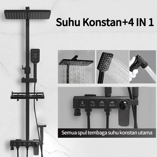 [EZR.3300078] Set Shower dengan Bidet Sprayer - Shower Kamar Mandi Panas Dingin dan Praktis / Pancuran Shower dan semprotan air bertekanan tinggi - hitam + suhu konstan