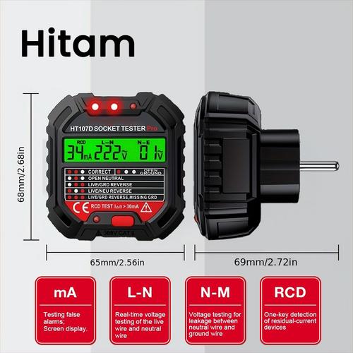 [EZR.3300083] Socket Tester/Voltage Test Socket Detector/Digital Smart Socket Tester/Earthing Tester - Hitam
