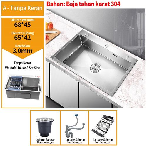 [EZR.3300087] Set Lengkap Kitchen Sink Black 7843 / Wastafel Stainless Hitam 304 / Wastafel Dengan Keran yang Bisa Disesuaikan - 304 One slots