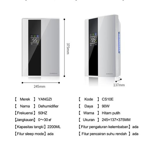 [EZR.3300093] Dehumidifier rumah pintar 2,2L dengan pengering udara layar LCD besar dengan filter dan generator efisiensi tinggi - 2.2L Dehumidifier