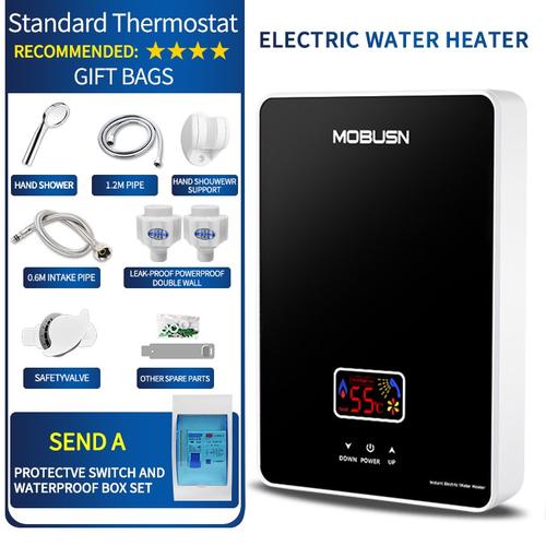 [EZR.3300096] Inverter Water heater Suhu Konstan Panas Dalam 3 Detik / Pemanas air listrik instan yang dipasang di dinding - Tipe A- hitam