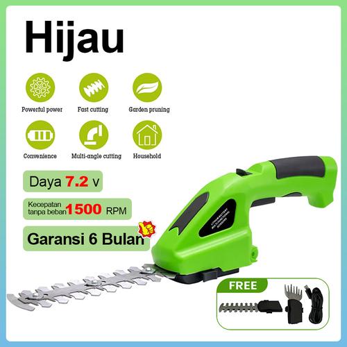 [EZR.3300110] Pemangkas rumput dan semak tanpa kabel  2in1 Alat Potong Rumput Elektrik Mesin Pemotong Rumput Cordless Garden Shear Set Rumput Daun Gunting Portabel Pisau Potong Rumput Pangkas Pagar Hedge Trimmer - hijau