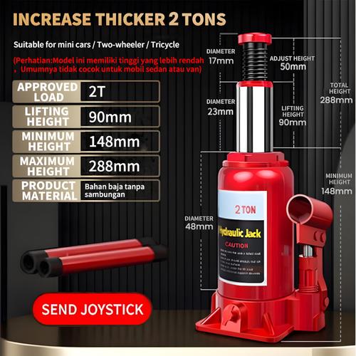 [EZR.3300127] Botol Ban Mobil Kapasitas 5 Ton Dongkrak Mobil Hidrolik Hydraulic Jack Universal Angkat Kendaraan Ban Mobil Dongkrak - Merah 2T
