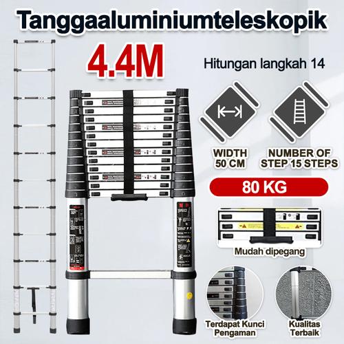 [EZR.3300155] Tangga 4.4 M Lipat Alumunium/Tangga Lipat Aluminium Teleskopik 4.4 M