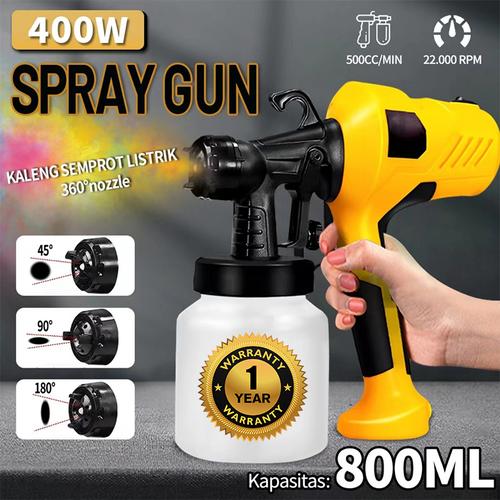 [EZR.3300171] Alat Cat Semprot Listrik 400W 800ML dengan Nosel 2.5mm dan Kapasitas Kontainer 800mL - Plastik, Biru - Kuning 400W