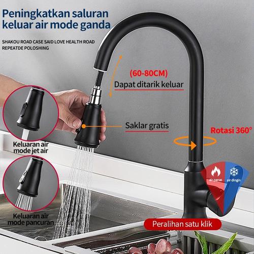 [EZR.3300204] Kran Sink Mixer Tarik Stainless SUS 304 Hitam/Kran Cuci Piring / Kran Pantry Mixer Tarik