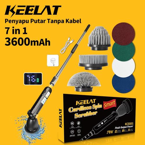 [EZR.3400002] KEELAT KCSS01 Sikat Pembersih Elektrik 7IN1 Sikat Kamar Mandi Otomatis Multifungsi Electric Cleaning Brush - 7in1 Upgrade 3600mAh