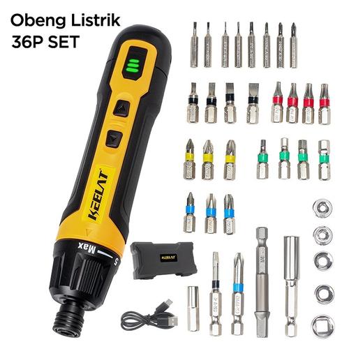 [EZR.3400003] 【KEELAT-KES002】36PCS Mini Bor Cordless Drill Portable Tools Screwdriver Set Mesin Obeng Listrik Baterai Li-ion 2000mAh Mesin BorCordless - 36PCS SET
