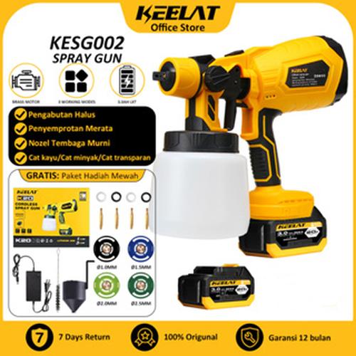 [EZR.3400008] 【KEELAT-KESG002】 800W Cordless Electric Spray Gun  800ml High Power Paint Sprayer Household Disinfection Sterilization Sprayer - 20v pro Kuning*1 Baterai