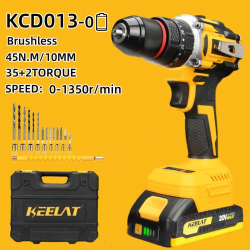 [EZR.3400009] KEELAT KCD013 NEW Brushless Mesin bor Bisa Diketuk 2baterai 10mm Cordless Drill  Cordless Impact Drill Screwdriver Multifunction bor listrik Bor Beton Kayu BesiTembok bor  redbon set - KCD013*0🔋