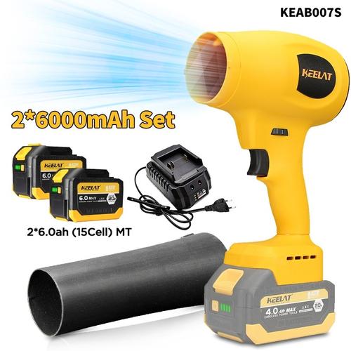 [EZR.3400012] 【KEELAT KEAB007S】TURBO JET BLOWER JET FAN 20V Penyesuaian 6-kecepatan Daya Besar Pengering Angin Mesin Pengering Mobil Pembersih Debu Penghembus Daun Untuk Outdoor - 2*6.0ah Set