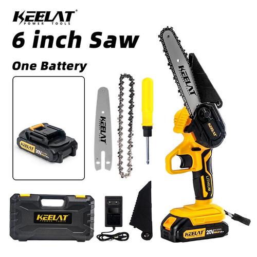 [EZR.3400020] KEELAT KEC004  MINI Mesin Gergagi 6 inch Cordless Chainsaw - 6 Inch +1 Battery