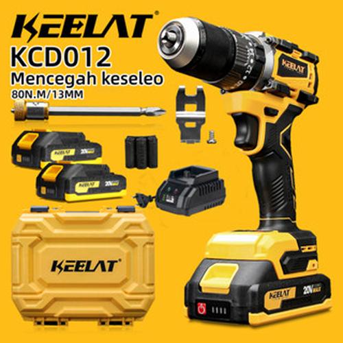 [EZR.3400021] KEELAT-KCD012 New 80Nm Mesin Bor Mencegah Keseleo Bor Listrik 13mm Heavy -Duty Drill Cordless Drill Bor Logam Torsi bor  redbon pakk hammer baterai fungsi - KCD012*2