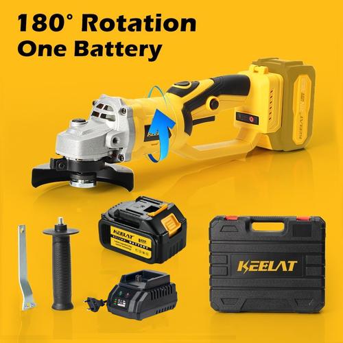 [EZR.3400032] 【KEELAT-KAG006】180 Rotatable Brushless Mesin Gerinda Angle Grinders  Cordless 3 Gears Variable Cutting Grinding Polishing Cordless Grinder Battery Cutter Cordless DIY Woodworking （BISA COD）Cocok untuk baterai MT - 1*Battery Set