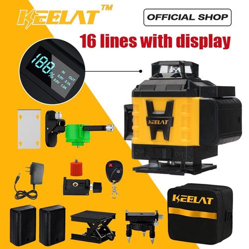 [EZR.3400047] 【KEELAT-KLL0001】 Laser Level  4D 16Lines/12Lines Adjustable 360° Rotary Cross Auto Measuring Self Leveling Tool - 16-Lines