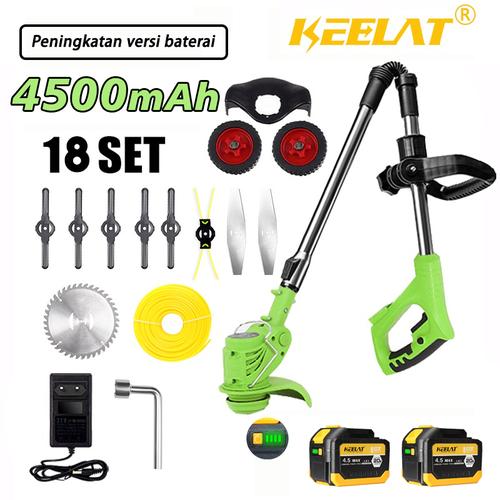 [EZR.3400053] 【KEELAT】 388V/288V/188V/12V Mesin Potong Rumput Bateri Yang Dapat Dilipat Grass Cutter Electric Grass Trimmer Lawn Mower Cordless Pemotong Rumput with Li-ion Batteries alat potong mesin potong - 388V D-Gree 2Bater+W