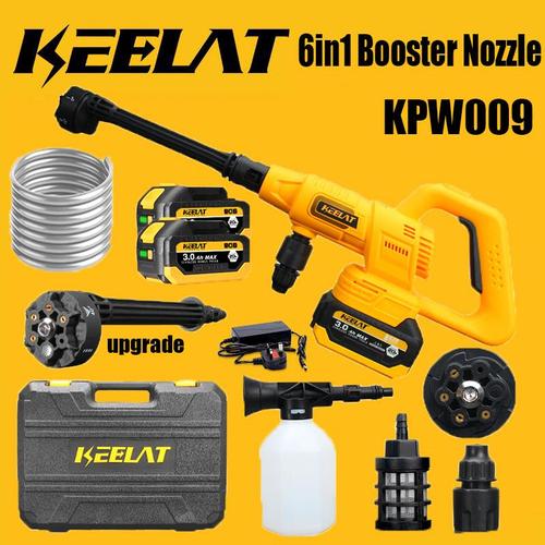 [EZR.3400065] KEELAT KPW009 Alat Cuci Mobil Tekanan Tinggi Portabel Listrik tanpa kabel Jet Cleaner Pembersihan lantai mobil dan sepeda motor - 2*3.0ah SET