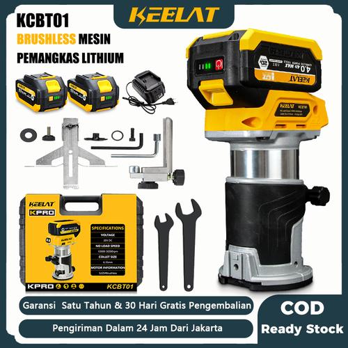 [EZR.3400074] KEELAT KCBT01 Brushless Mesin Profil Router Laminate Trimmer Pembentuk Kayu Wood 20V Baterai litium
