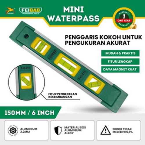 [EZM.1320017] Feibao WaterPass Mini 150mm / Waterpass Torpedo / Alat Ukur Sudut Derajat Tukang Mini / F45-210