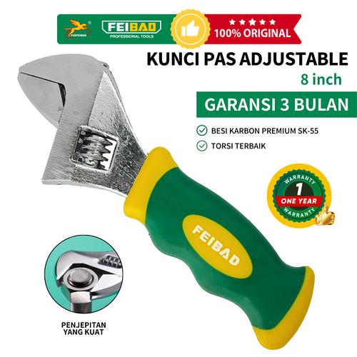 [EZM.1320096] YUEFEIBAO Kunci Pas Adjustable 8 Inch / Adjustable Wrench 20cm / Gagang Karet / Tools / Alat Perkakas / F11-001 Torsi