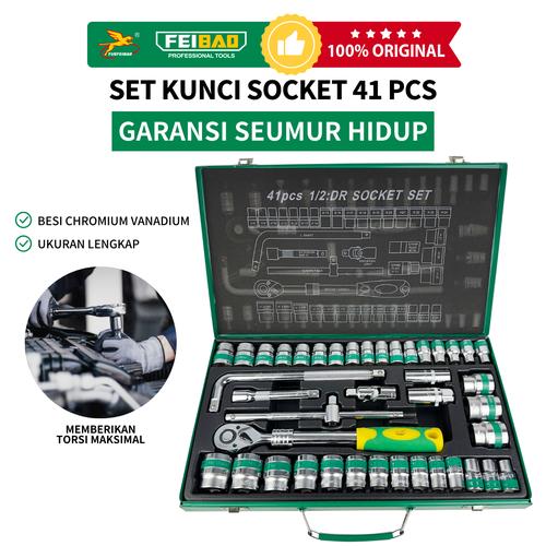[EZM.1320155] YUEFEIBAO Feibao Kunci Shock Toolset 41 PCS / Kunci Sok Toolset 1/2 Inch / Chromium Vanadium / Set / F18-1204