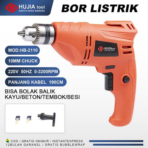 [EZM.1320174] HUJIA Mesin Bor Listrik 10mm Reversible Electric Drill Mesin Bor Electric Drill bor listrik murah mesin bor tangan listrik wood -2110
