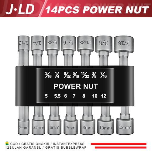 [EZM.1320177] JLD Impact wrench Soket Hex Shank Power Nut Drive Drill Bits 14pcs Set Adapter konverter sambungan mesin  Untuk Power Drills Impact Drivers
