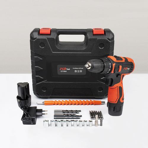 [EZM.1320201] JLD Mesin Bor Baterai 12V Cordless Bor cas murah 10MM chuck include Tool Kits 24 Pcs tool Cordless Drill Battery Fungsi Bor Cordless bolak balik Dapat Digunakan Pada Kayu Beton Logam Tembok Others - JLD12V-2Baterai-1017