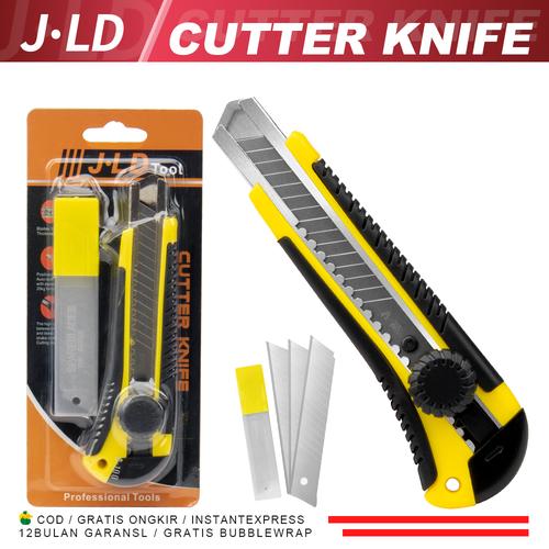 [EZM.1320211] JLD Pisau Cutter/Utility Knife 18mm Premium Blade Pisau Potong Serbaguna Cuter Alat Pemotong Kertas PVC Kardus /Pisau Cutter 4 Blade