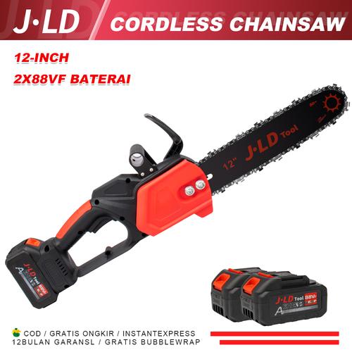 [EZM.1320222] JLD Mini Chainsaw 6-INCH/12-INCH Cordless 2 Battery 88V Portable Electric Handheld Small Chainsaw with  Chains and Portable Suitcase /Security Lock For Wood Cutting Tree Trimming - 12inch