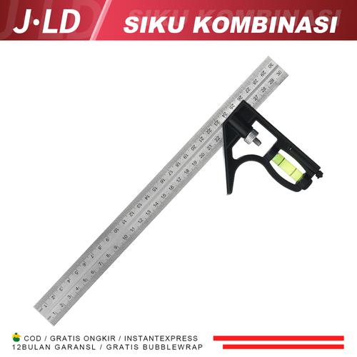 [EZM.1320240] JLD Penggaris Siku L 12INCH/30CM Waterpass Kombinasi Square Ruler Sudut Presisi Air Geser Serbaguna Alat Ukur Tukang