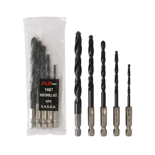 [EZM.1320247] JLD Mata Bor Hex ShanK 5pcs 3-8MM HSS Kayu Beton Impact Wrench/Kaca-1/4inch - HSS DRILL