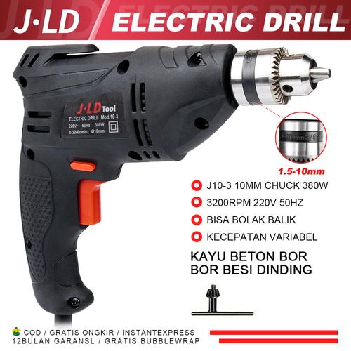 [EZM.1320249] JLD Mesin Bor Reversable Bolak Balik Iistrik 10mm Bor kayu listrik Tembok Beton IMPACT DRILL 380W  Murah Promo Impact Drill Mesin  BISA COD - JLD 10-3