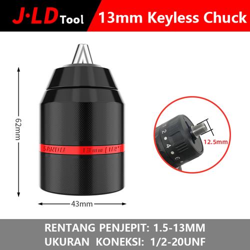 [EZM.1320258] JLD Kepala Bor Metal Keyless Drill Chuck 13mm 1/2INCH Keyless Metal Kepala Bor With Lock - 13MM